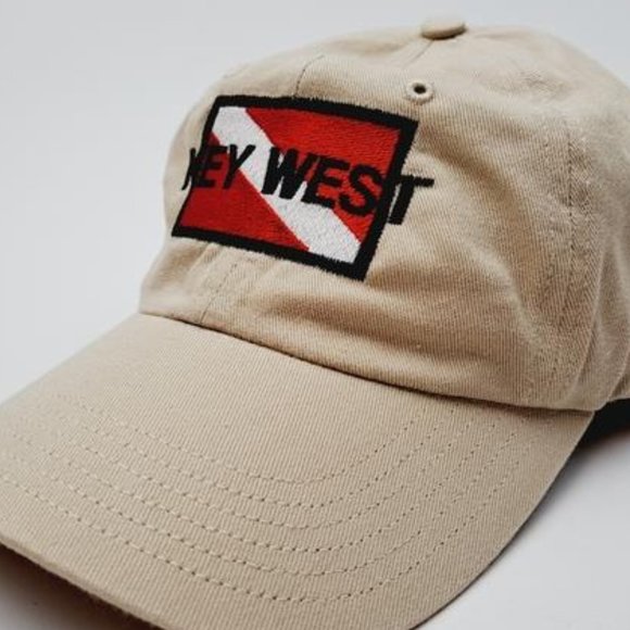 PADI Retro Key West Divers Down Flag Embroidered Relaxed Cotton Dad Hat Cap Tan default?751f932e216cc38b main image 3